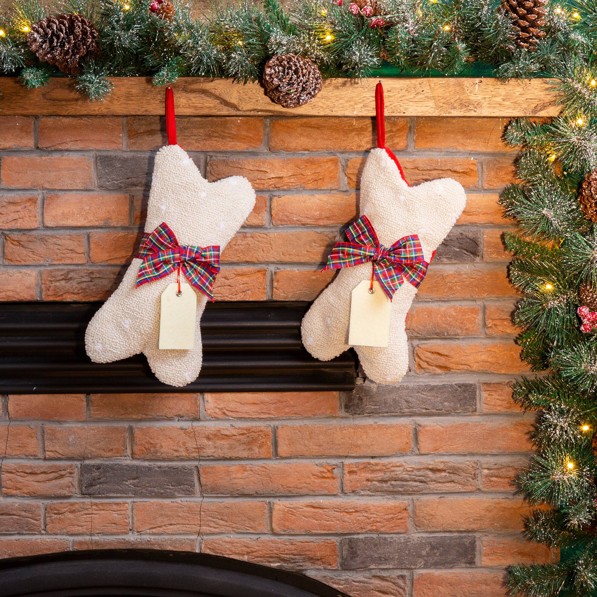 Glitzhome® 12.5" Bone Shape Hooked Stockings